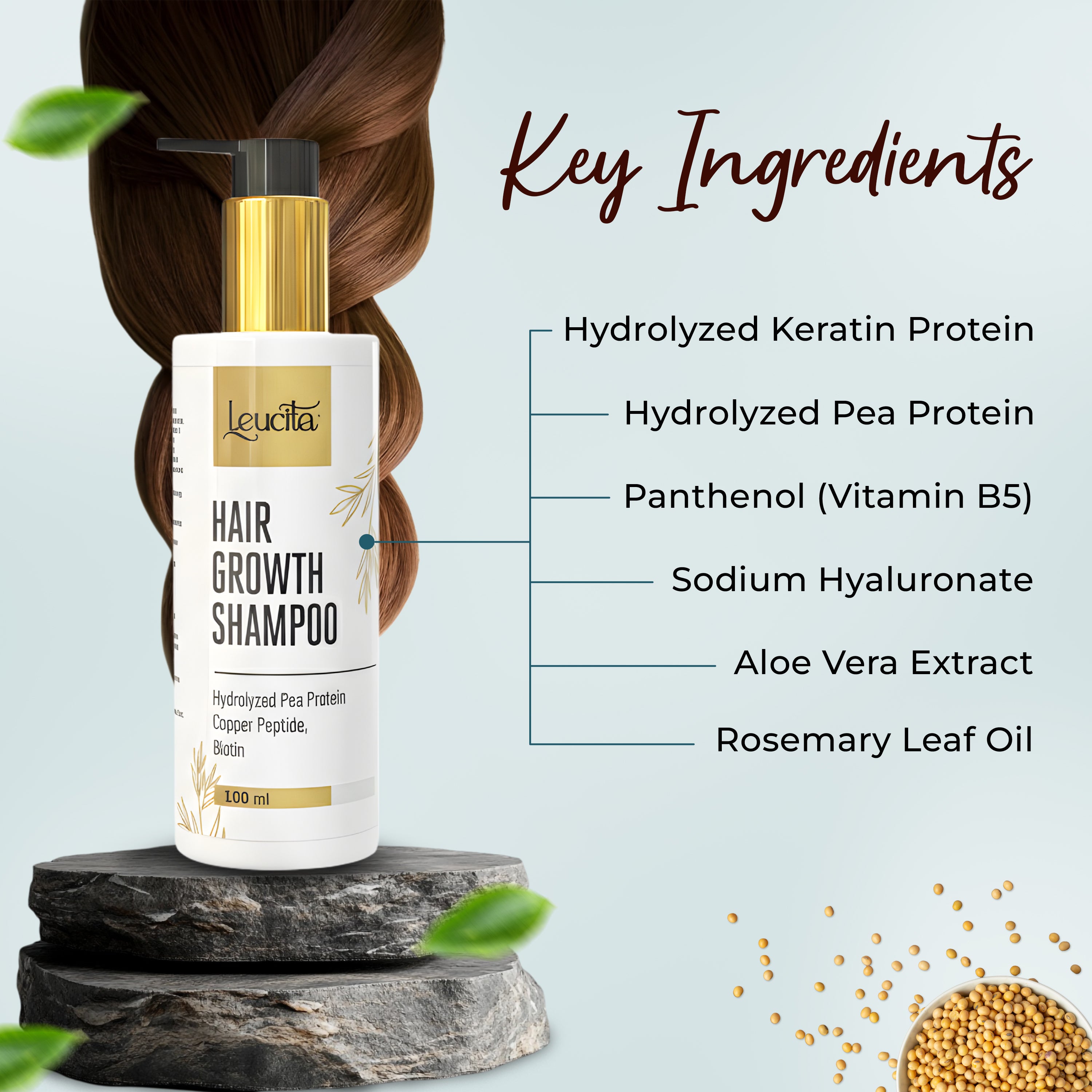 Leucita Hair Growth Shampoo, Conditioner & Serum Combo Redensyl, Anagain, Procapil, Biotin & Keratin for Stronger, Thicker, Healthier Hair