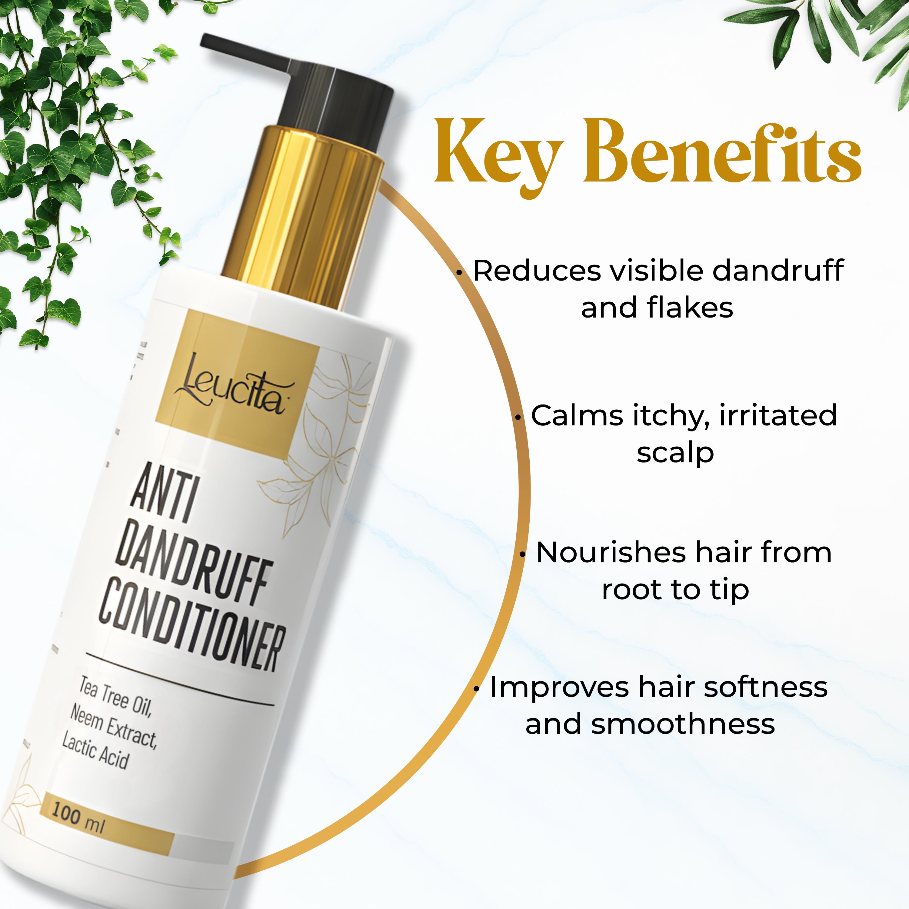 Leucita Anti Dandruff Shampoo & Conditioner Combo Salicylic Acid, Tea Tree & Neem for Flake-Free, Healthy Scalp