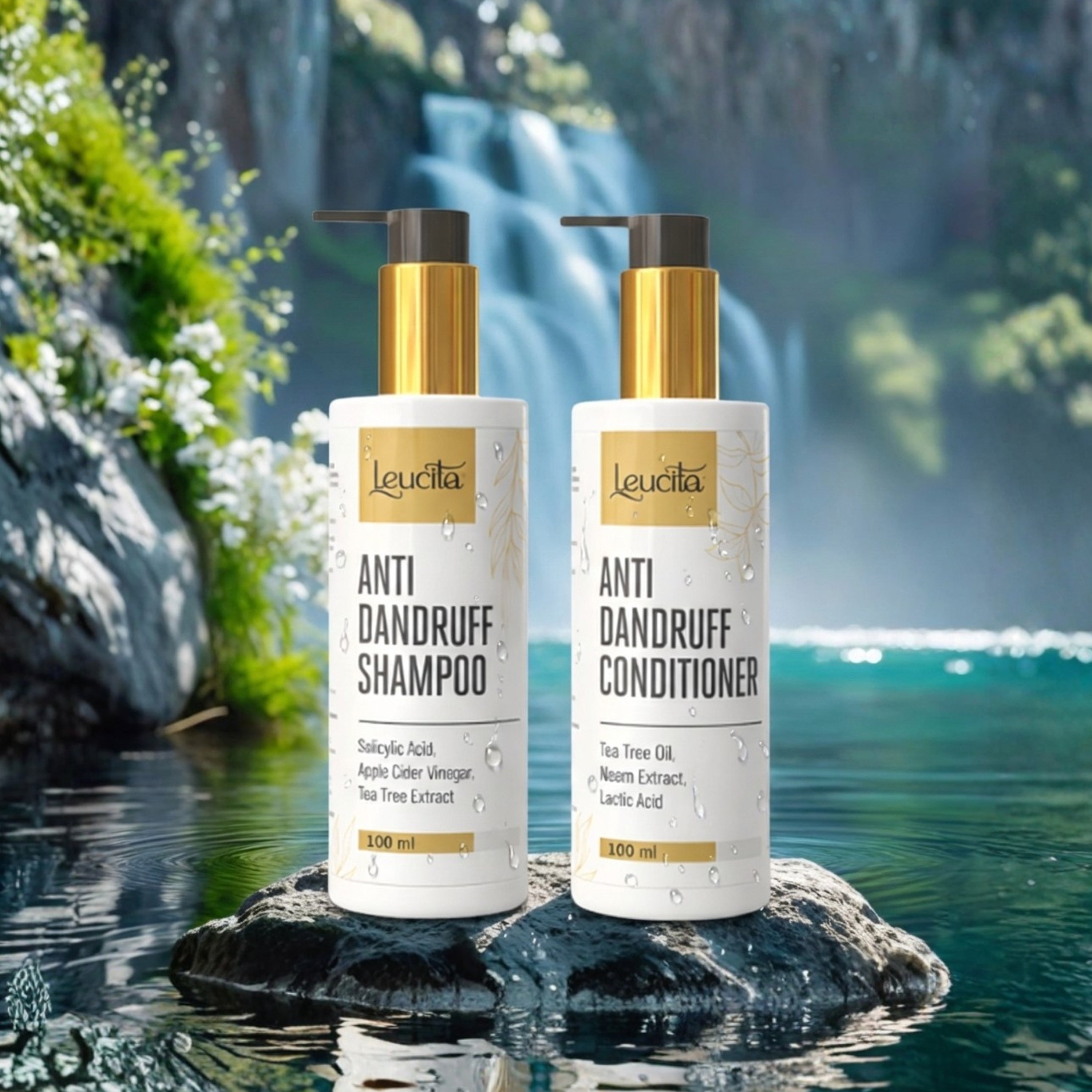 Leucita Anti Dandruff Shampoo & Conditioner Combo Salicylic Acid, Tea Tree & Neem for Flake-Free, Healthy Scalp