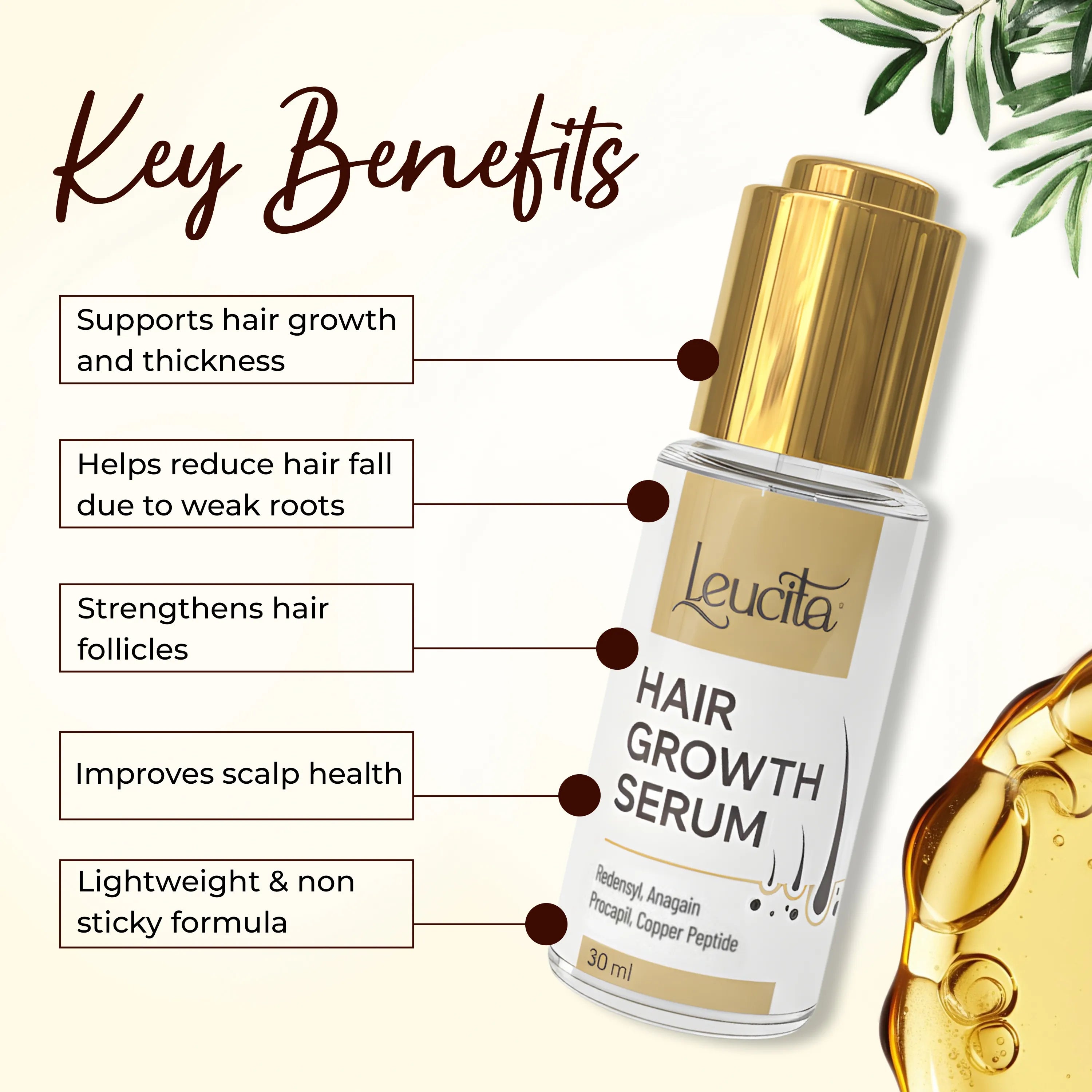 Leucita Hair Growth Serum for Thicker and Healthier Hair