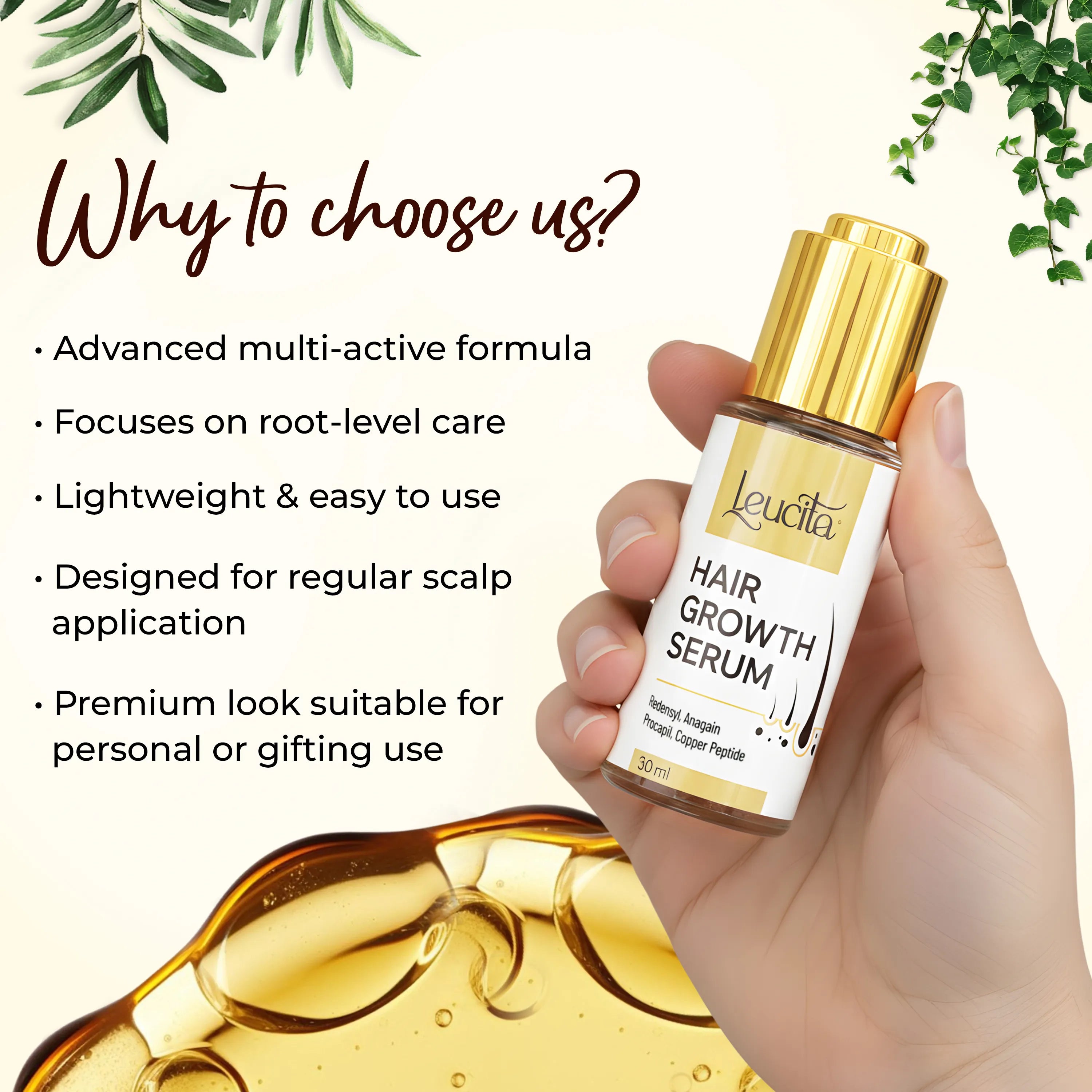 Leucita Hair Growth Serum for Thicker and Healthier Hair